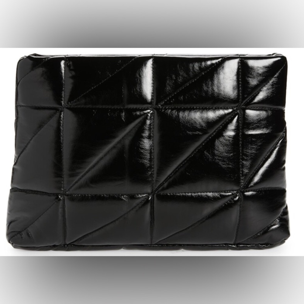 Topshop Glossy Black Geometric Clutch - Picture 2 of 8